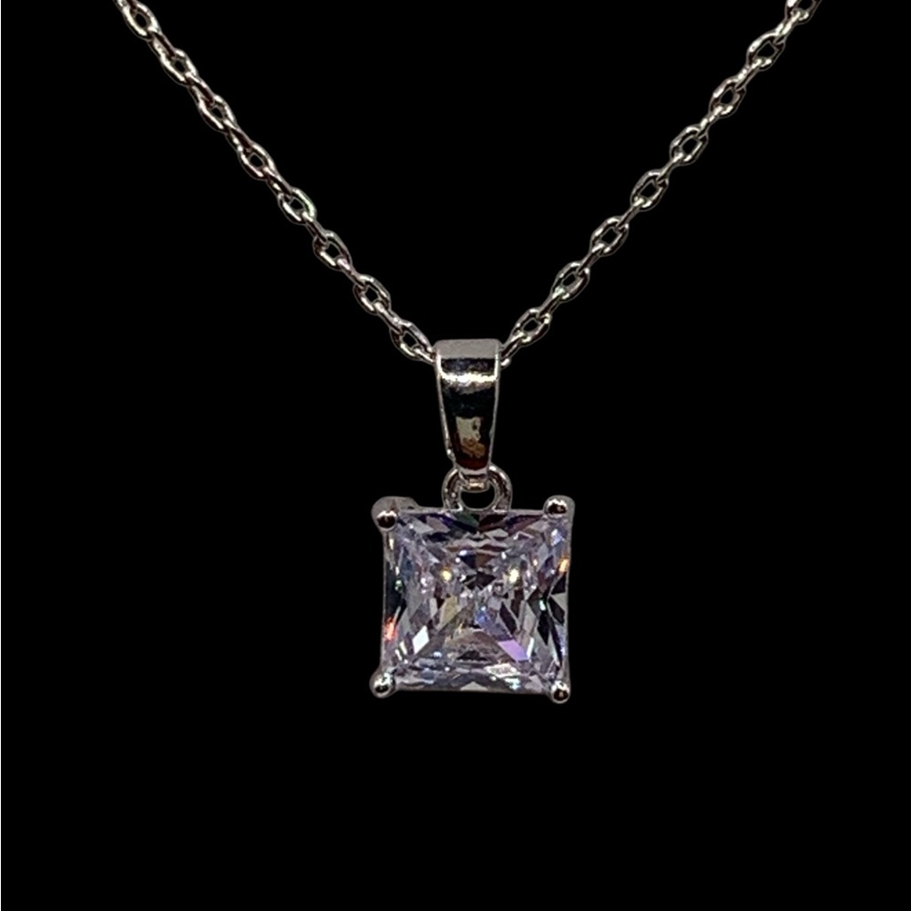 Elegant Silver Plated CZ Pendant Necklace